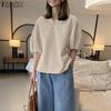 ZANZEA Womens V Neck Batwing Sleeve Solid Irregular Casual Loose Blouse Nonelastic