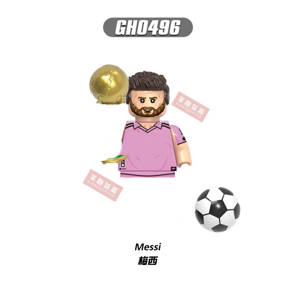 New  Single 4.5CM Soccers Athletics Sportsman Star Building Blocks Cartoon Mini Action Figures Toys For Kids Christmas Gifts