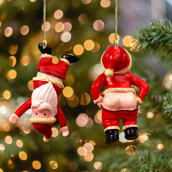 Funny Santa Butt Christmas Ornament 2D Naked Butt Santa Claus Hanging Decoration Naughty Gifts for Xmas Party Decor