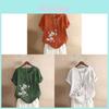 Cotton Linen T Shirt For Women With Animal Print Vintage Style Loose Fit Casual Top