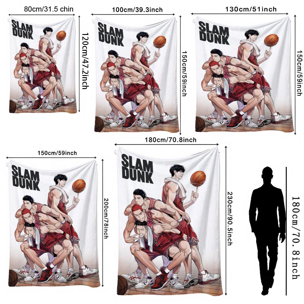 Slam Dunk Anime Basketball Heroes Pattern Flannel Blanket Machine Washable Fleece Blanket For Camping Picnic Home Party Decor New Year Gift