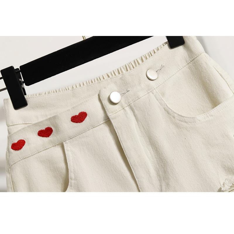 DIMANAF Büyük Beden Kadın Şort Pantolon Yazlık Bol Kot Şort Temel Yüksek Bel Yırtık Pantolon Elastik Bel Maksi