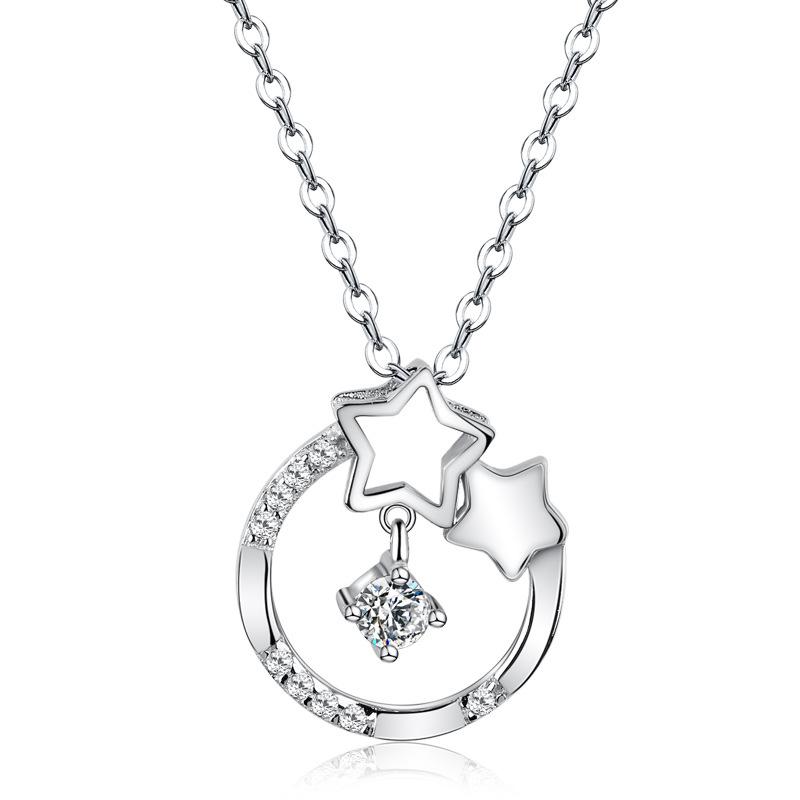 Lindon 925 Sterling Silber Klassische Damen Halskette Anhänger Zirkon Mode Geschenk