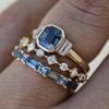 Elegant Inlaid with Blue White Stone Gold Color Round Rings Set Fashion Party Rings for Women Jewelry