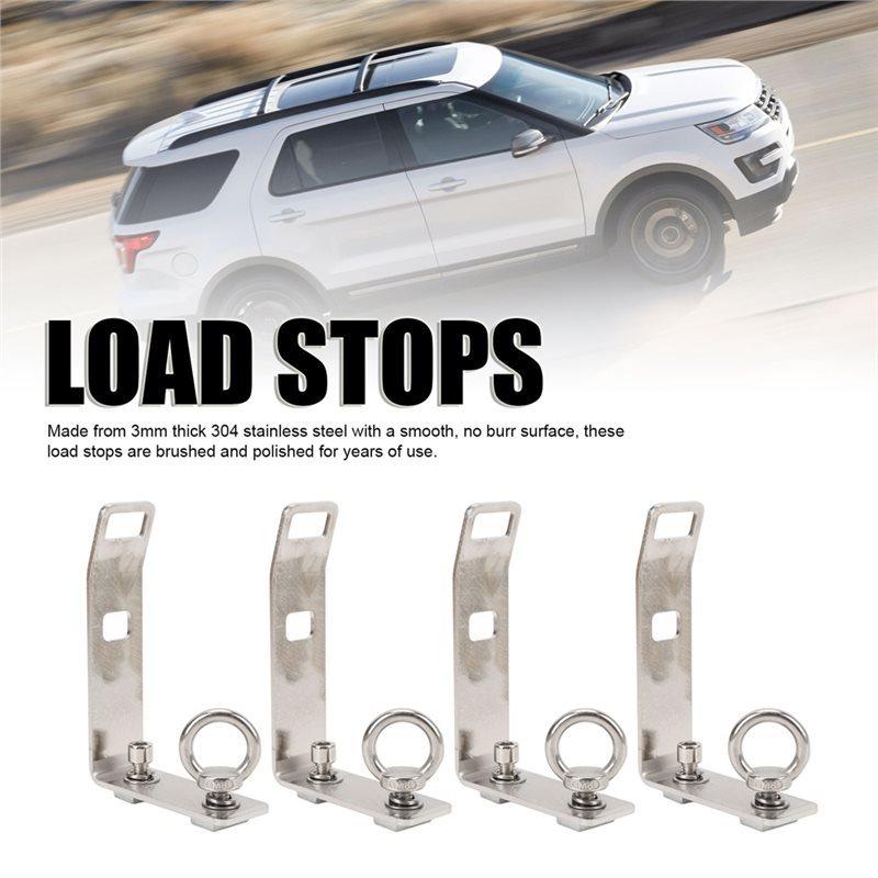 Truck Cross Bar Replacement Roof Rack Load Stops 4Pcs 304 Stainless Steel T Slot For Ladder Firewood Skis Kayaks