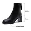 Fashion French Retro High Heel Black Ankle Boots Women 2025 Winter Brand Design Square Toe Woman's Chelsea Boots Back Zip Solid Booties