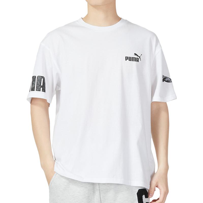 PUMA American Retro Logo Print Crew Neck Short Sleeve T-Shirt Men Tops White 676675-02