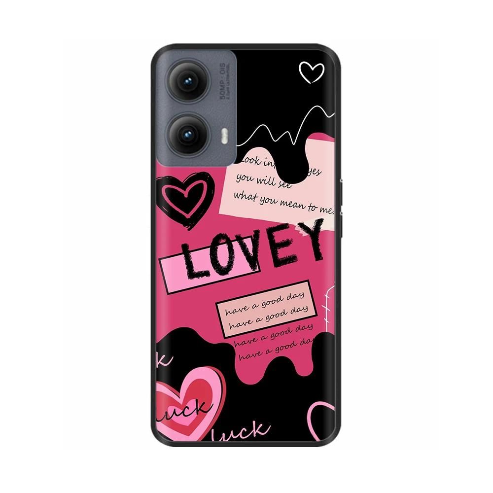 Silicone Casing For Motorola Edge 2024 Case Lovely Cartoon Soft TPU Black Cover For Moto Edge 2024 6.6" Shockproof Fundas Capa
