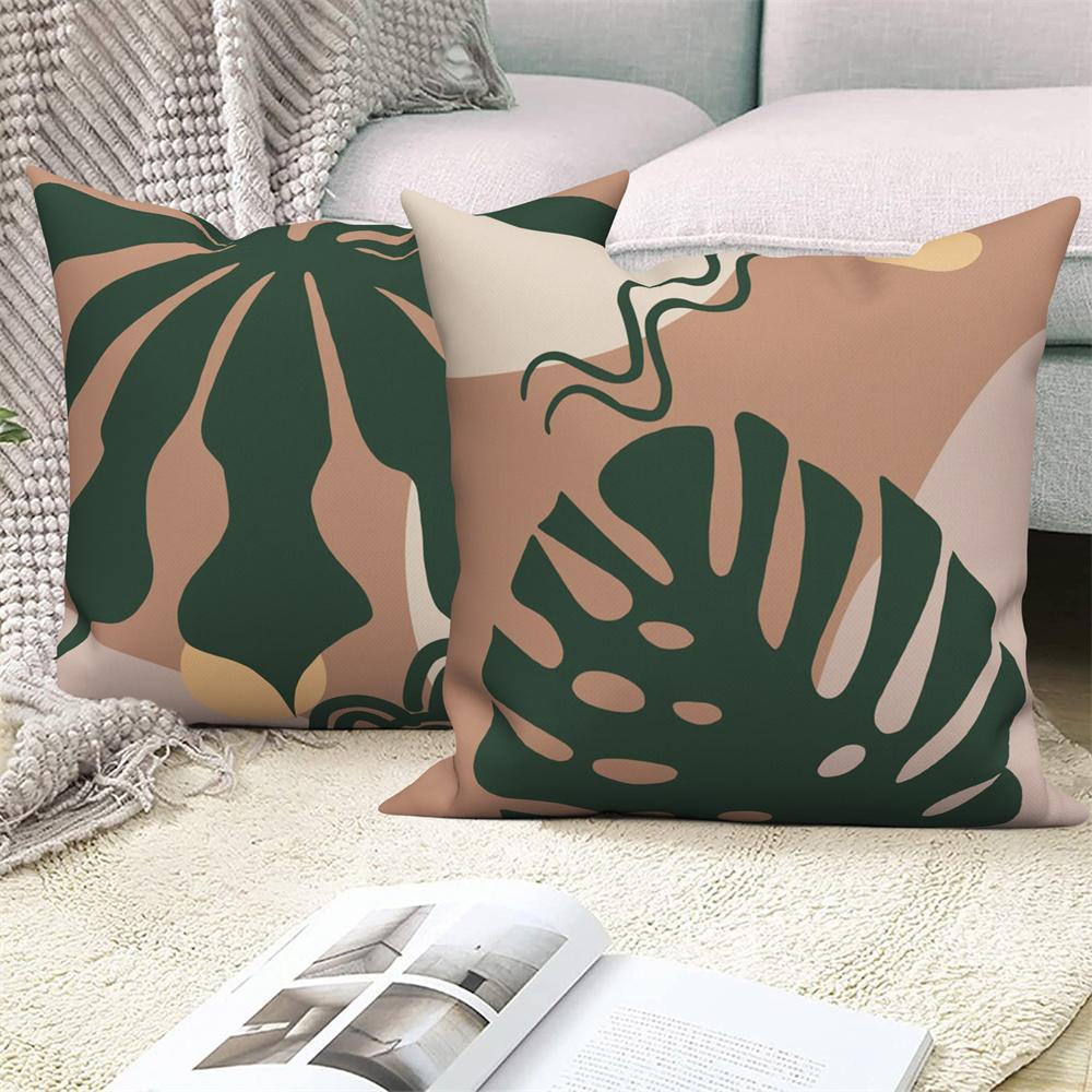 Throw Pillow Sofa Home Decor Decorative Cover Green Tropical Leaf Pink Cushion