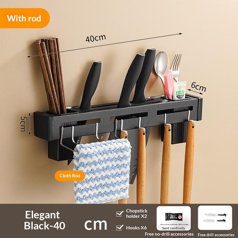 Stainless Steel Knife Holder Chopstick Holder Multi-Functional Knife Storage Rack Wall-Mounted Kitchen Rack