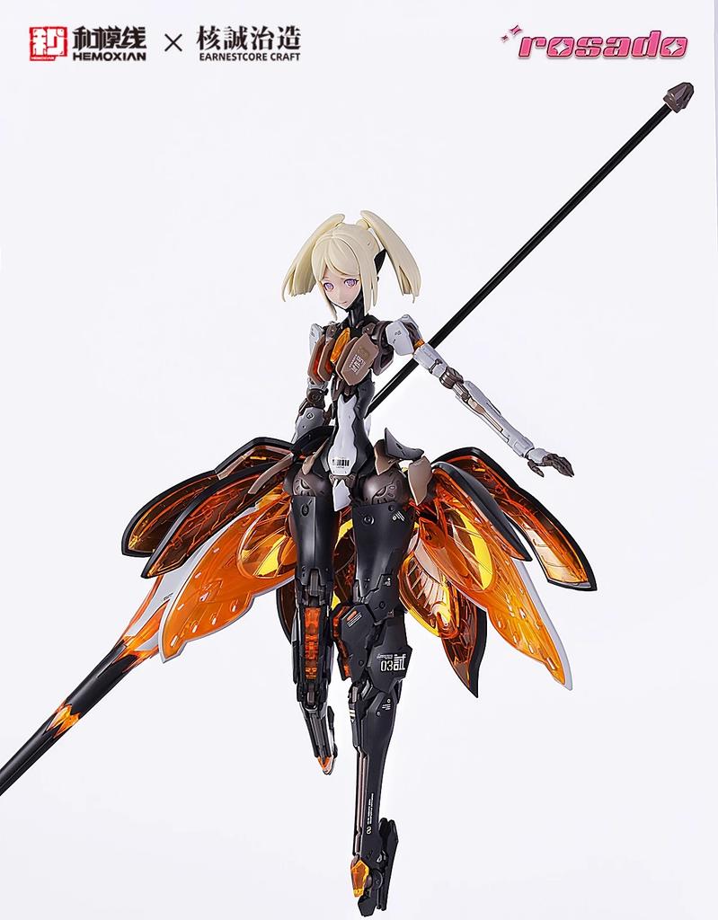 1/10 Rosado Mecha Girl Model Kit 3-Head Petal Armor Action Figures Assembly Toy With Effect Parts Collectible Gift Desktop Decor