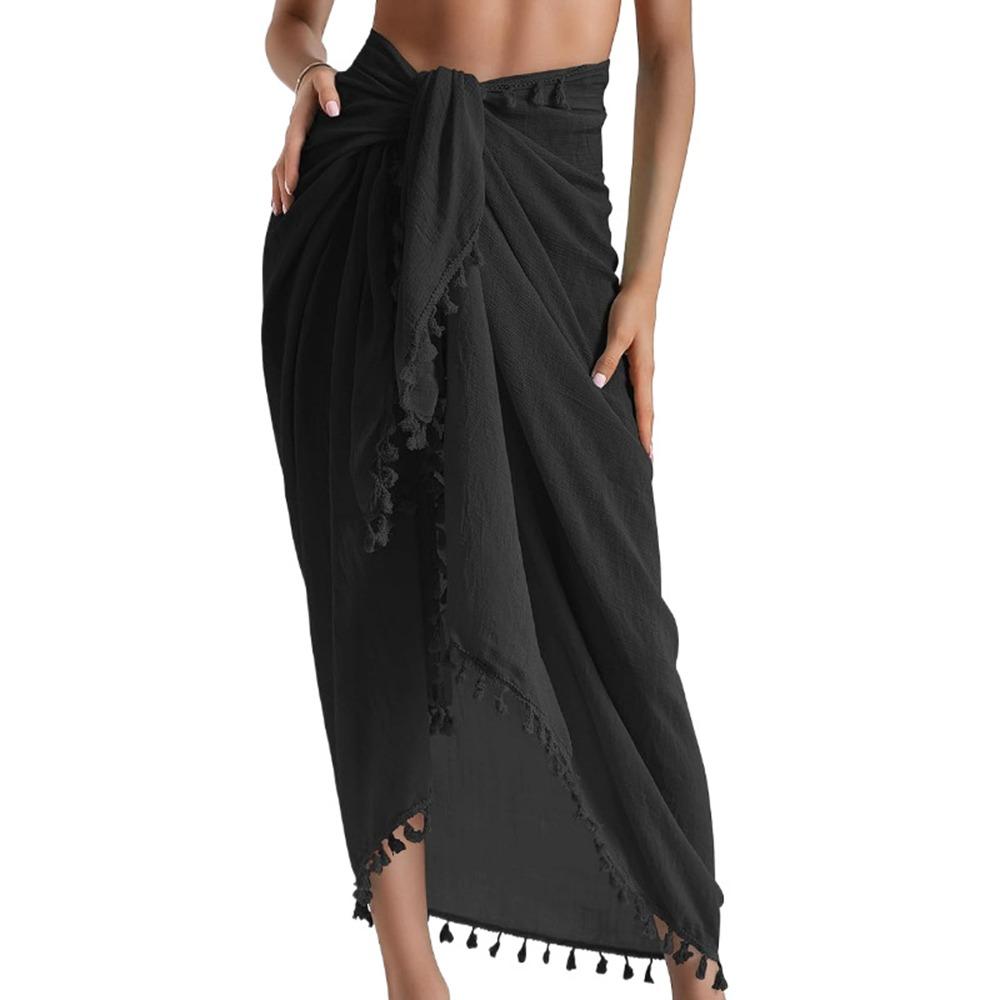 Solid Color Beach Wrap Skirt Quick Drying Sarong Beach Towel  for Women Seaside Holiday