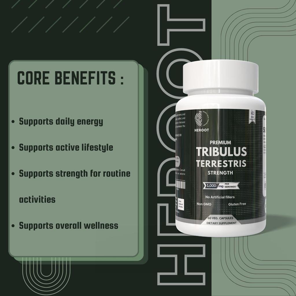 Heroot Tribulus Terrestris 1000 mg 60 Capsule | Supliment Herbal Tribulus | Capsule Vegetariene