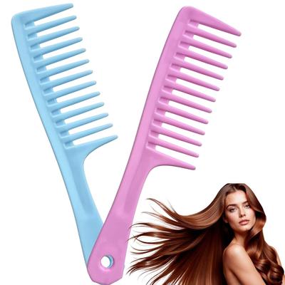 RIANZ® Wide Tooth Detangling Comb for Curly & Long Hair | Anti-Static Shampoo Comb with Hanging Hole | Lightweight Plastic Hair Brush for Women,