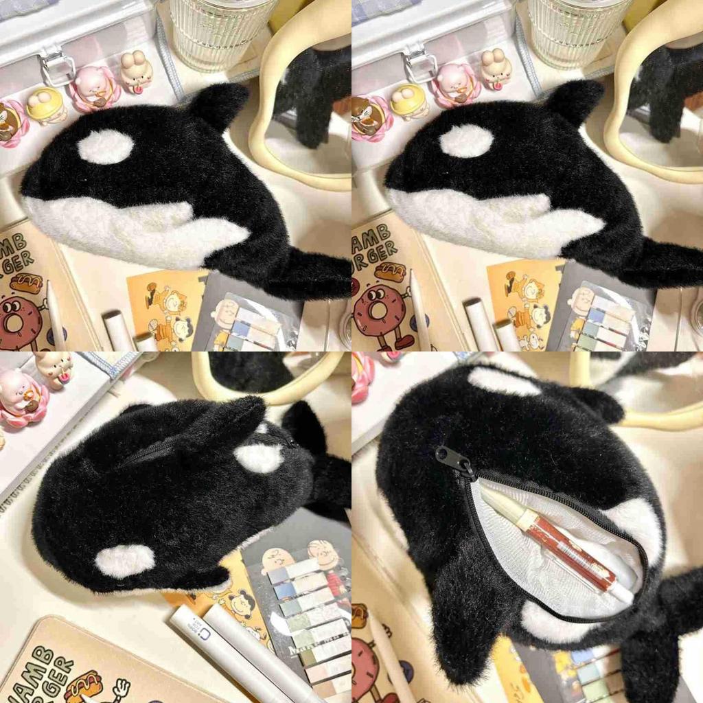 Orcinus Orca Plush Pencil Case For Students With Large Capacity And Cute Design