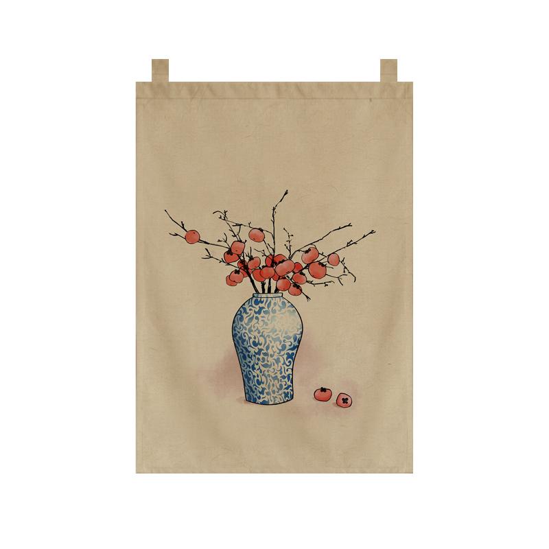 Japanese Style Tea Room Door Curtain Restaurant Signboard Chinese Tea House Partition Restaurant Hotel Pub Banner Short Curtain