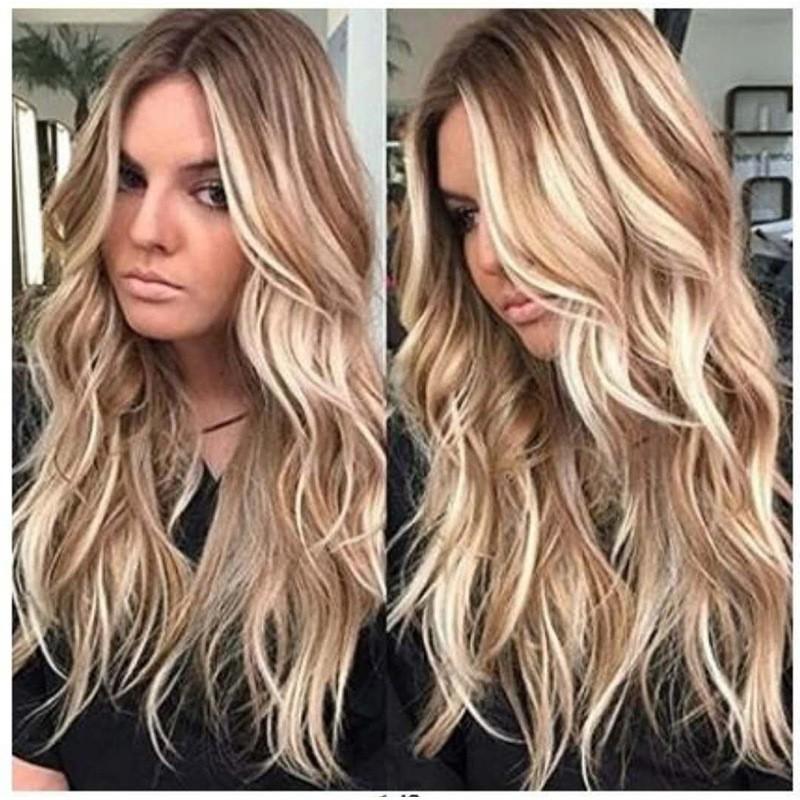 Long Wavy Synthetic Wig With Brown To Light Blonde Ombre Gradient Heat-Resistant Fiber Natural Look Women