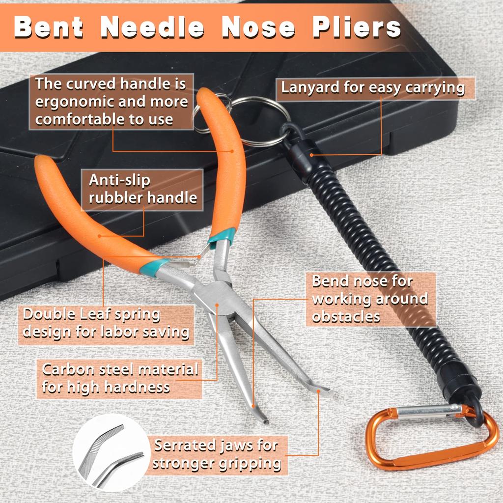 LEONTOOL Needle Remover Mini Pliers with Bent Lead Fishing Professional Precision Accessory Handmade Safety Jewelry DIY Pliers, Bent-Type, Bent-Nose