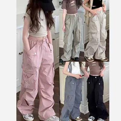 Mädchen Cargo Jogginghose Hoher Elastischer Bund Kordelzug Baggy Hose Lässige Streetwear Hip Hop Hosen