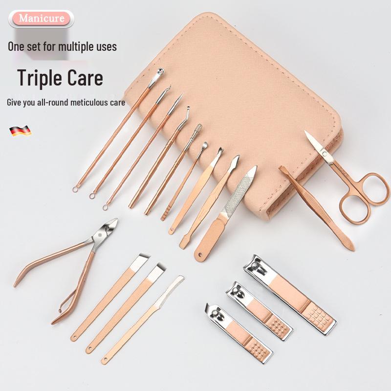 18-Piece Stainless Steel Manicure Nail Clippers and Tools Set with Zipper Case
