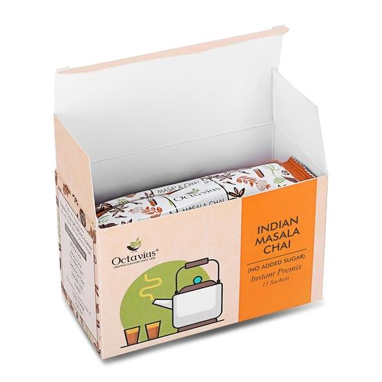 Octavius | Masala Indian (Fara zahar adaugat) Ceai Premix - 15 Pliculețe | Conținut Scăzut de Zahăr | Amestec de Ceai Gata Făcut | Ceai Gata | Premix de Ceai | 15 Pliculețe