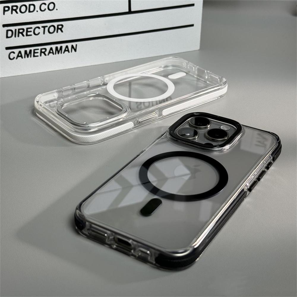 Transparent For Magsafe Magnetic Wireless Charge Phone Case For iPhone 16 14 11 12 13 15 Pro Max Hybrid Armor Protection Cover