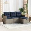 VidaXL Garden Lounge Set 4 Pcs with Grey Cushions Wicker 3325897