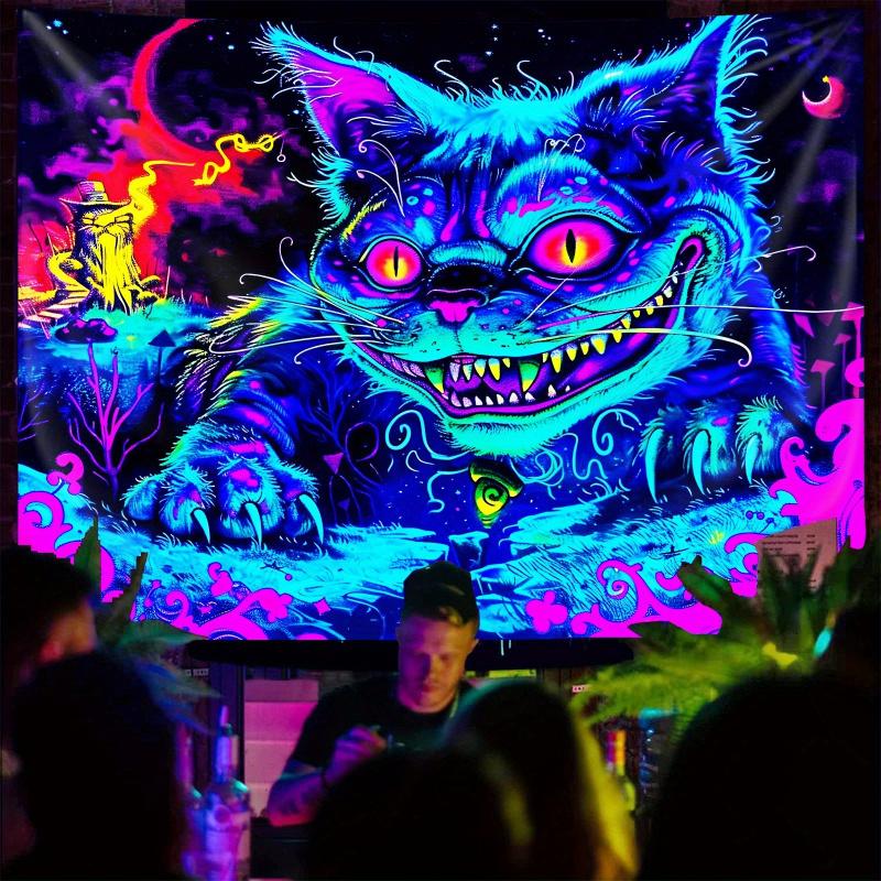 Fantasy Cheshire Cat Tapestry Gradient Moonlight Effect Children s Theme Room Fantasy Style Living Room Decor 100X70CM