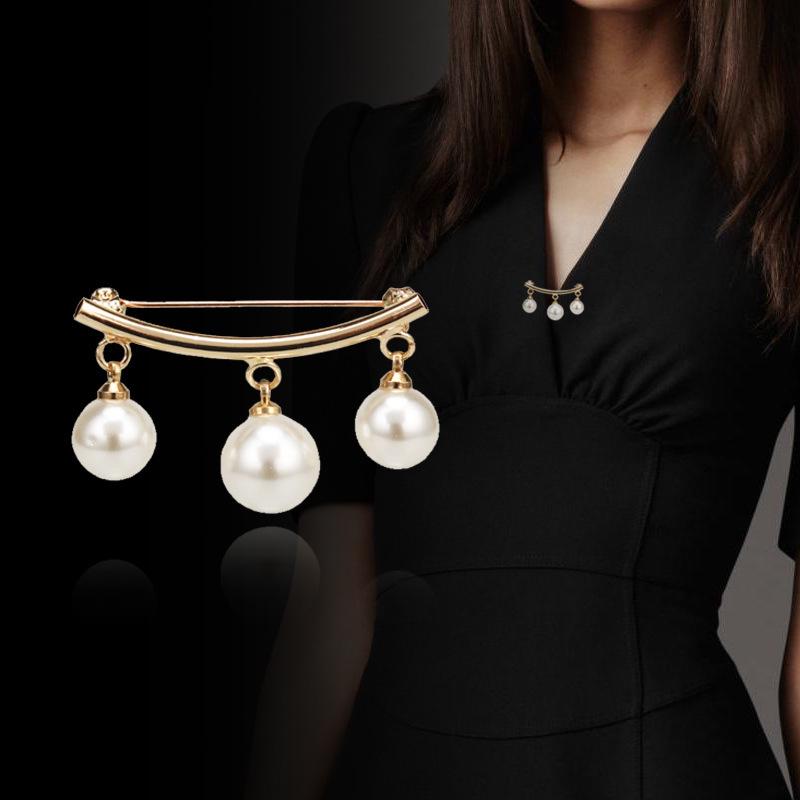 Anti-traffic Brooch Lapel Collar Simple Pearl Small Pins Pin Elegant Fixed Clothing Button Pin Accessories Female Long-Lasting Color Exquisite Brooch