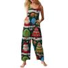 Women's Casual Jumpsuit Sleeveless Christmas Printed Cotton Jumpsuit