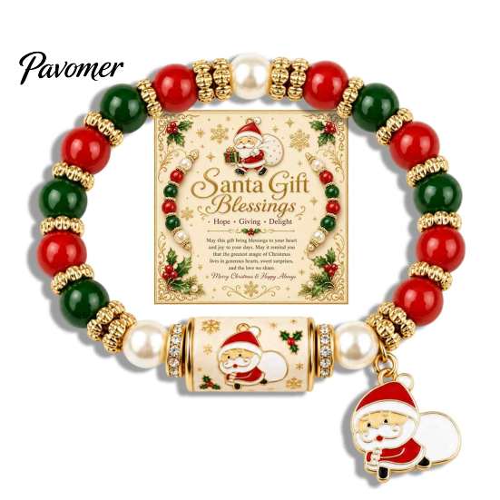 Christmas Beaded Bracelets for Women Bracelet, Elastic Stretch Bracelet with Xmas Holiday Party Outfit Accessories Tree Charm, Jewelry Gifts Men Alloy