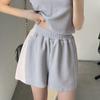 Women's Summer Sports Two-Piece Set: Short Vest & High-Waisted Wide-Leg Shorts Casual 