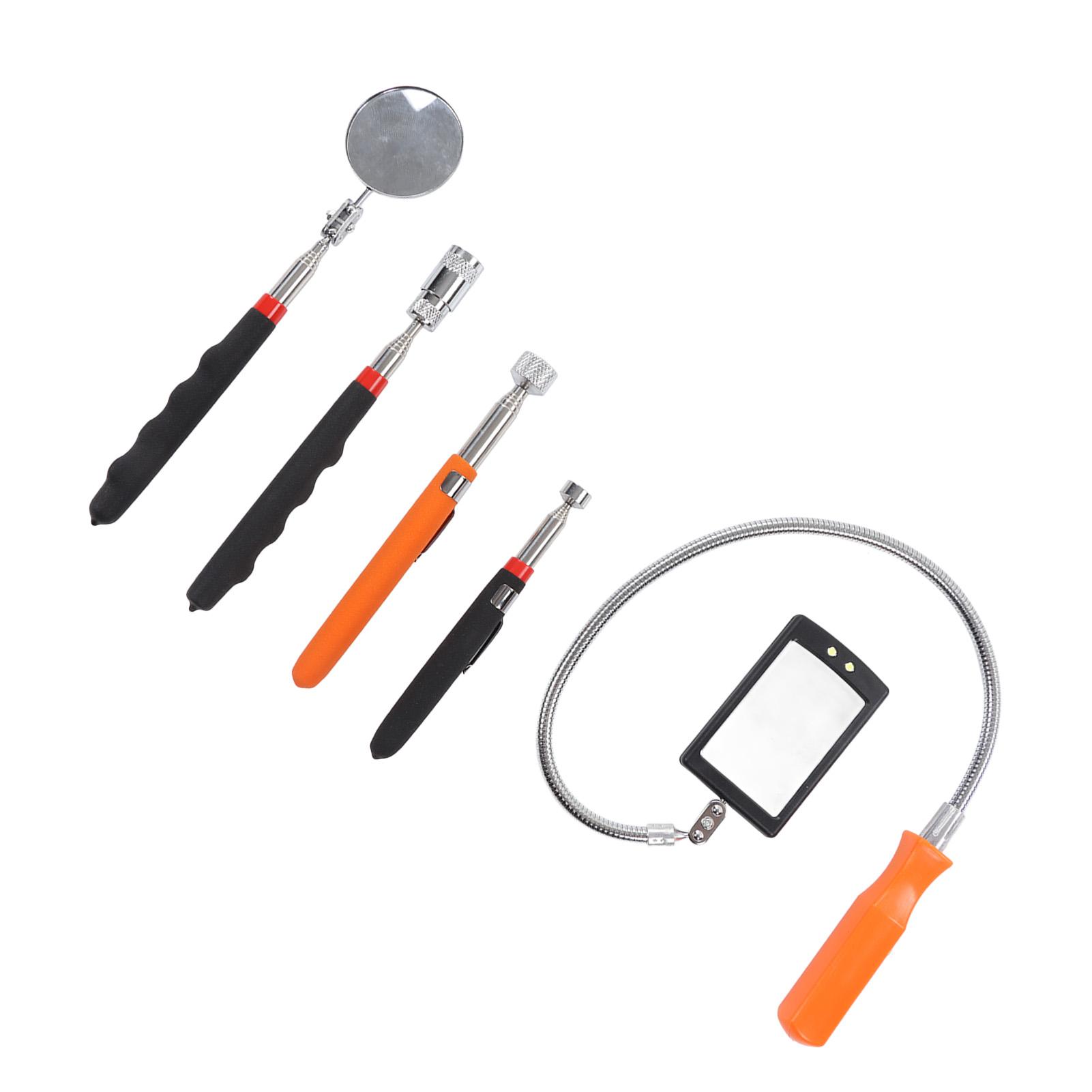 

5 шт. Телескопический магнитный захватный инструмент с вращением на 360 градусов, ударопрочный светодиодный магнитный захватный инструмент