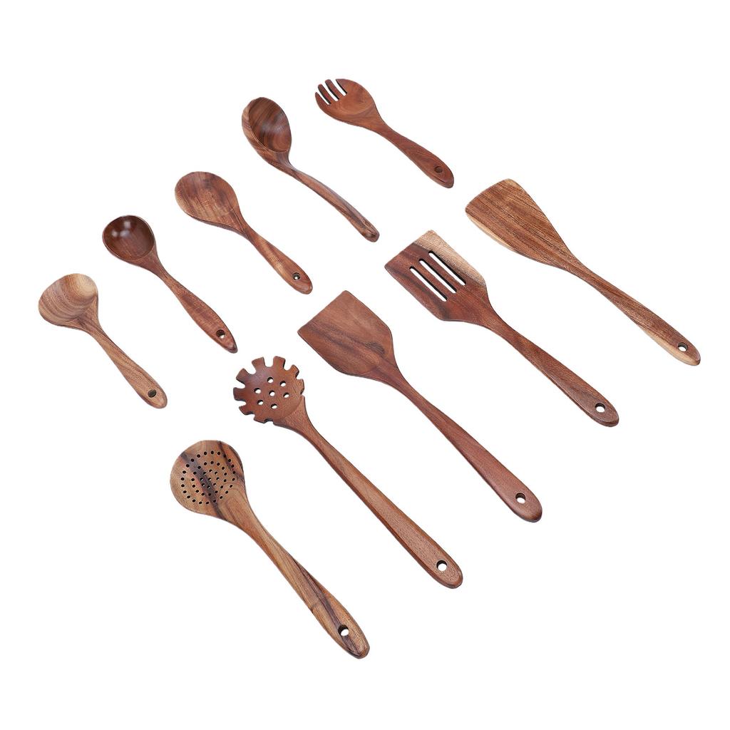 Wooden Spoons for Cooking Teak Wood Kitchen Utensils Set with Spatulas Multi Purpose Easy To Clean