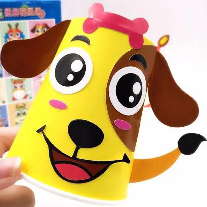 Children 3D DIY Handmade Paper Cups Sticker Material Kit 12pcs Whole Set Kids Kindergarten School Art Craft Educational Toys TMZ