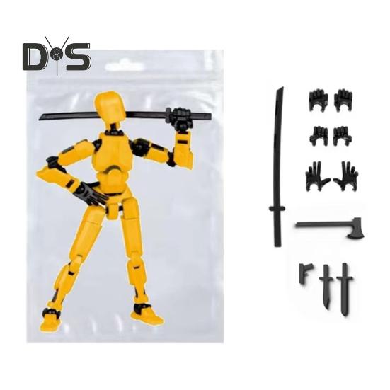 

3D-печатная многошарнирная подвижная кукольная модель, полностью собранная фигурка, манекен, робот, аниме-фигурки, игрушки-фиджет для мальчиков, коллекционеров, настольные украшения жёлтый