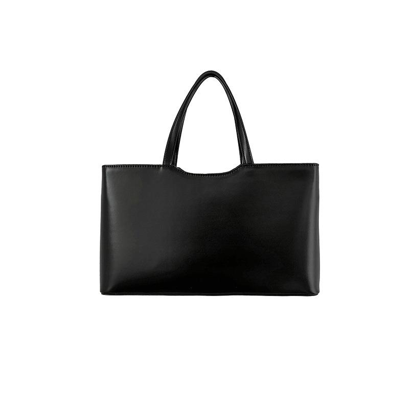 Korean Ins Style Large PU Tote Bag for Women, Minimalist Pure Color Handbags, Spacious Commuter Shoulder Bags with Zipper Pocket