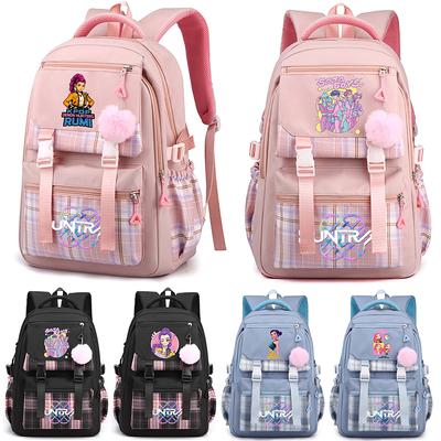 Mochila de Grande Capacidade Estampada com Desenho Animado Anime K-Pop para Adolescentes Estudantes Meninas Meninos Mochila Escolar Mochila Infantil Presente para Crianças Bolsa de Viagem Impermeável para Mulheres Presente para Crianças