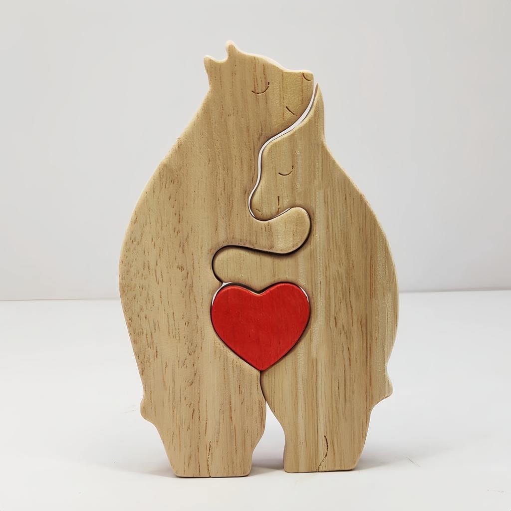 Kreatives Holzpuzzle Kind Mutter Bär Massivholz Bär Umarmungsset für Schlafzimmer Handwerk Dekoration Zuhause Jigsaw Ornament Figuren