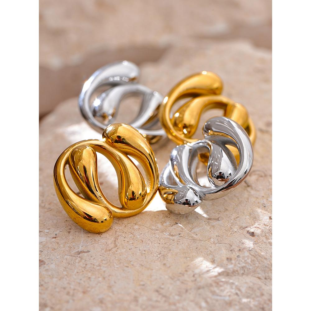 Eetit 2024 Stilvolle, einzigartige geometrische Ohrstecker aus Edelstahl, 18 Karat vergoldet, wasserdicht, hochwertiges Schmuckgeschenk