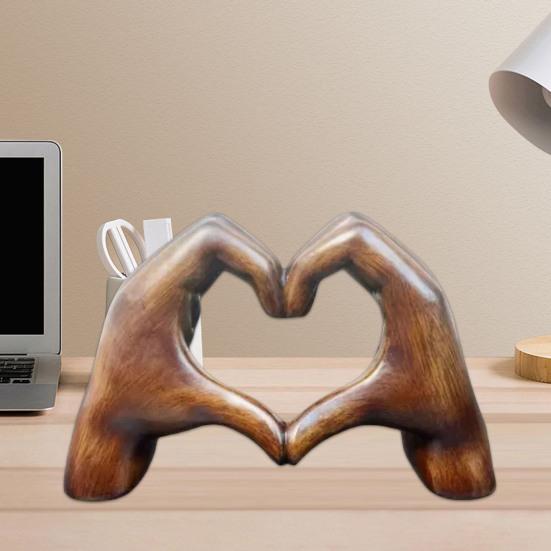 Love Heart Hand Figurine Heart-shaped Gesture Resin Sculpture Statue Sculpture Home Office Desktop Decoration Ornament Christmas Gift