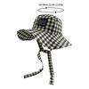 Outdoor Trendy Grids Fisherman Hats with Strap Breathable Summer Sun Protection Bucket Hats for Home Office Travel Hiking