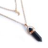 Natural Stone Hexagonal Moon Pendant Double-Layer Necklace - Stylish and Unique