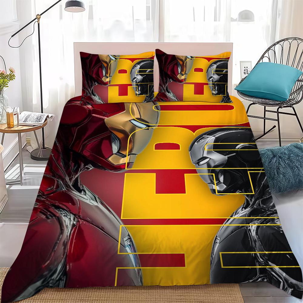 

I-Iron Man Fashion Duvet Cover Set Home Style Bedding Soft Laundry Cotton Bed 3 Piece Set Student Dormitory Gift 135x200cm
