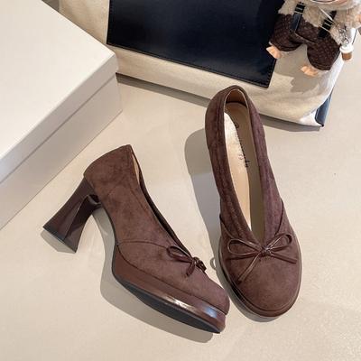 Bow Women Mid Heels Shoes Autumn Designer Fashion Pumps Dress Elegant Woman Sandals 2025 Trend Brand Party Zapatillas De Mujer