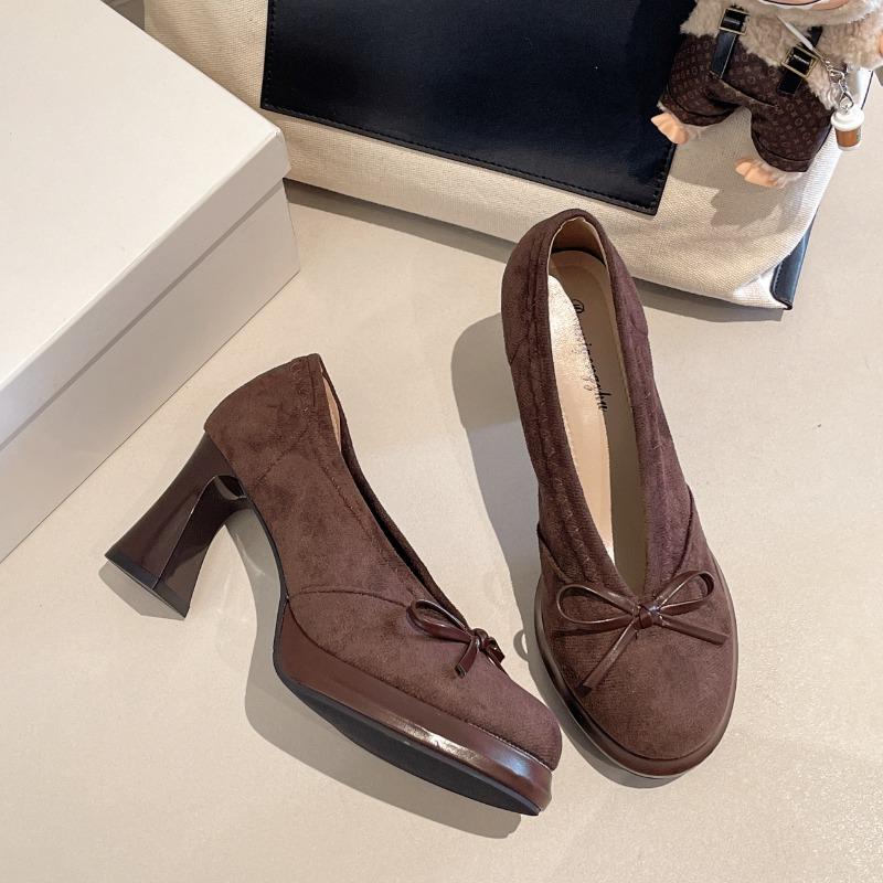 Bow Women Mid Heels Shoes Autumn Designer Fashion Pumps Dress Elegant Woman Sandals 2025 Trend Brand Party Zapatillas De Mujer