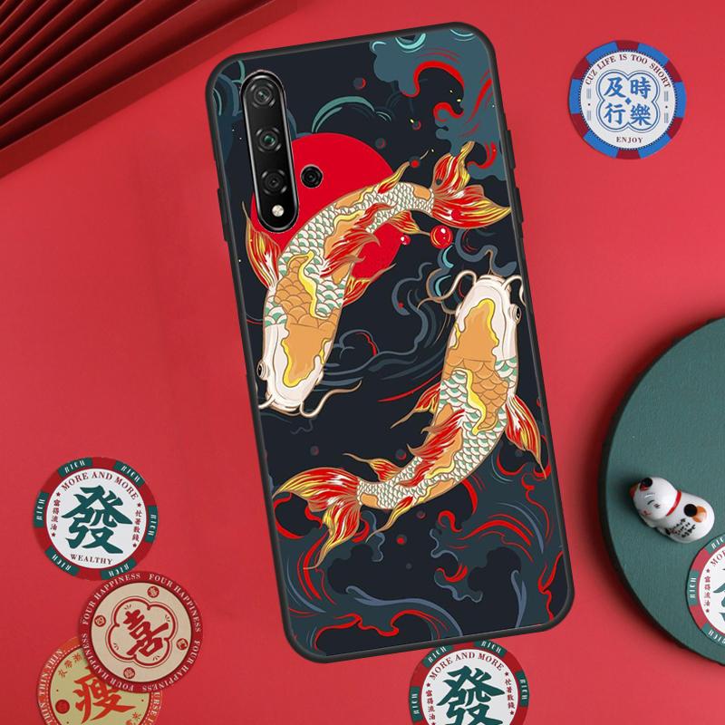 Chinese Koi Fishes For Huawei Nova Y60 Y70 Y90 Y72 Y73 Y61 Y91 7i 8i 11i 12i 12s 9 10 SE P20 P30 P40 Lite Case