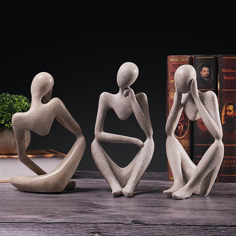 Nordic Creative Sandstone Meditating Figure Ornament for Home, Office, or Living Room Decor