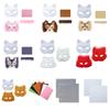 Unpainted Masquerades Mask with Furry Trim Adhesive Fabric Cats Face Mask Unpainted Mask for Halloween Party Supply