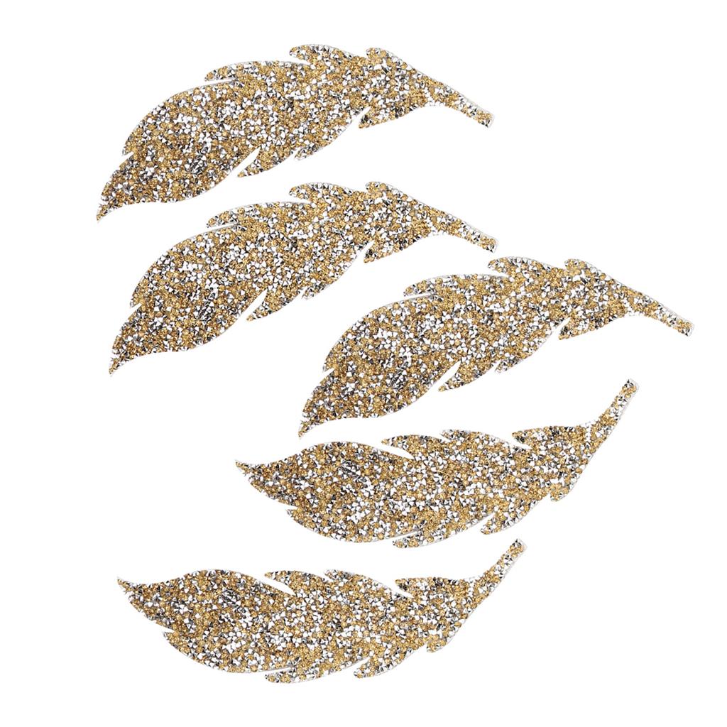 5 szt. Liście Wzór Kryształki Klej DIY Ubrania Telefon Dekoracja Akcesoria Złoty